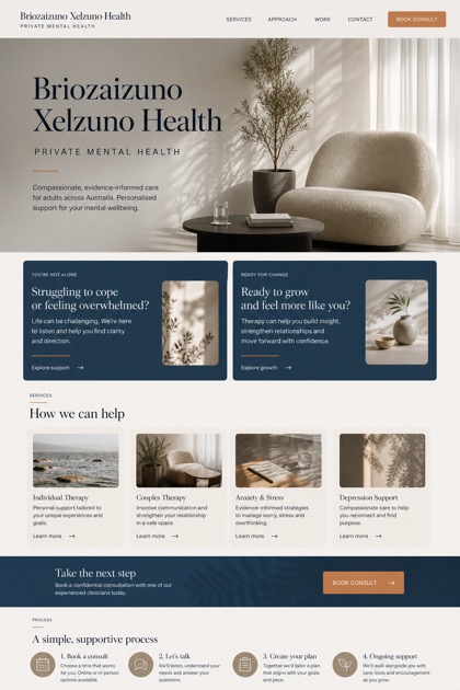 Healthcare website design for Australia, showing a clear opening, service information, supporting content, and a focused inquiry action.