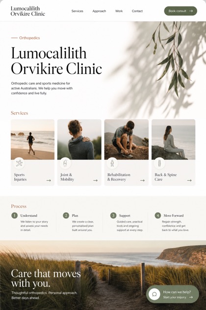 Healthcare website design for Australia, showing a clear opening, service information, supporting content, and a focused inquiry action.