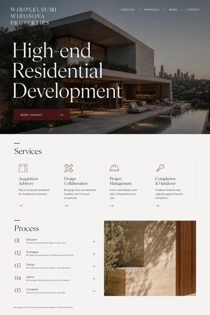 Property website design for Australia, showing a clear opening, service information, supporting content, and a focused inquiry action.