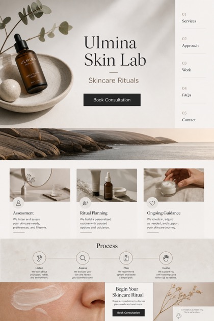 Beauty & Wellness website design for Canada, showing a clear opening, service information, supporting content, and a focused inquiry action.