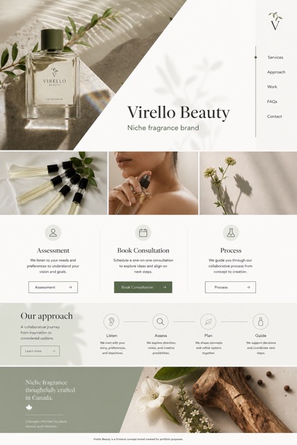 Beauty & Wellness website design for Canada, showing a clear opening, service information, supporting content, and a focused inquiry action.