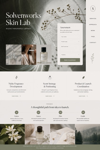 Beauty & Wellness website design for Canada, showing a clear opening, service information, supporting content, and a focused inquiry action.