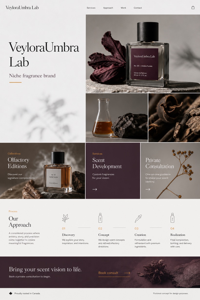 Beauty & Wellness website design for Canada, showing a clear opening, service information, supporting content, and a focused inquiry action.