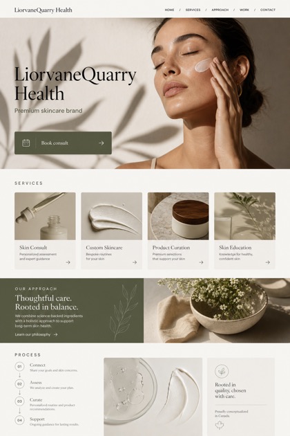 Beauty & Wellness website design for Canada, showing a clear opening, service information, supporting content, and a focused inquiry action.