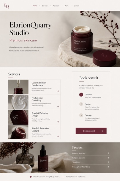 Beauty & Wellness website design for Canada, showing a clear opening, service information, supporting content, and a focused inquiry action.