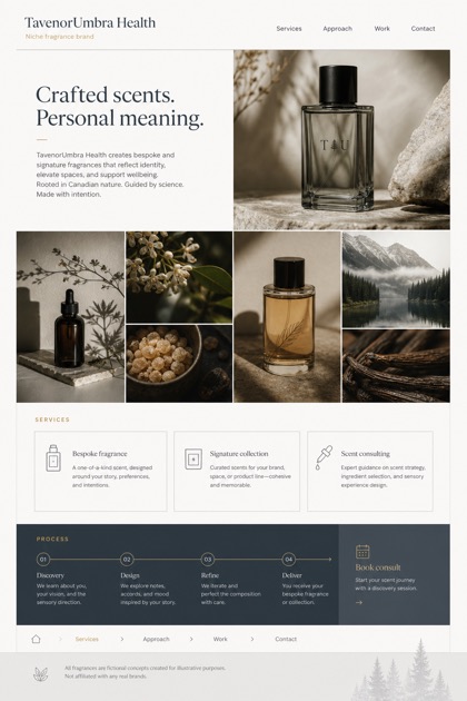 Beauty & Wellness website design for Canada, showing a clear opening, service information, supporting content, and a focused inquiry action.