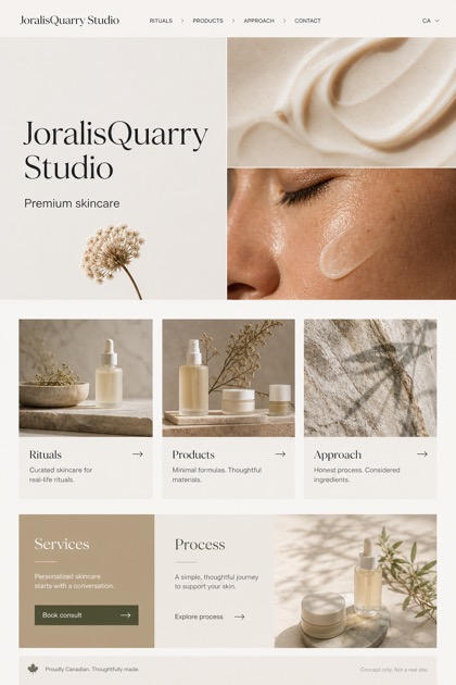 Beauty & Wellness website design for Canada, showing a clear opening, service information, supporting content, and a focused inquiry action.