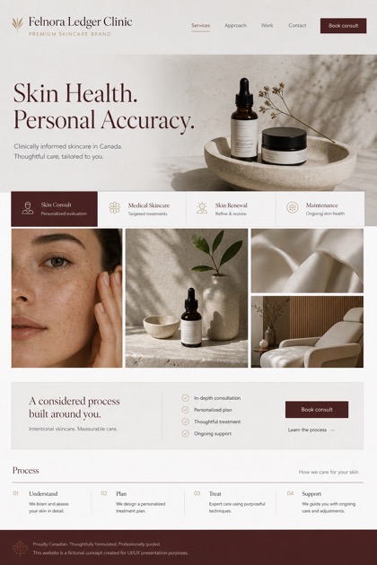 Beauty & Wellness website design for Canada, showing a clear opening, service information, supporting content, and a focused inquiry action.