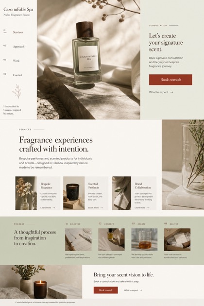 Beauty & Wellness website design for Canada, showing a clear opening, service information, supporting content, and a focused inquiry action.