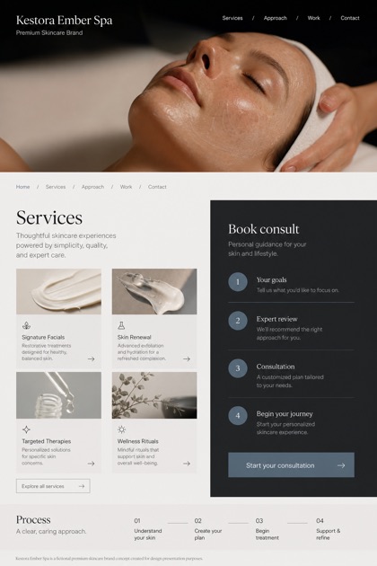Beauty & Wellness website design for Canada, showing a clear opening, service information, supporting content, and a focused inquiry action.
