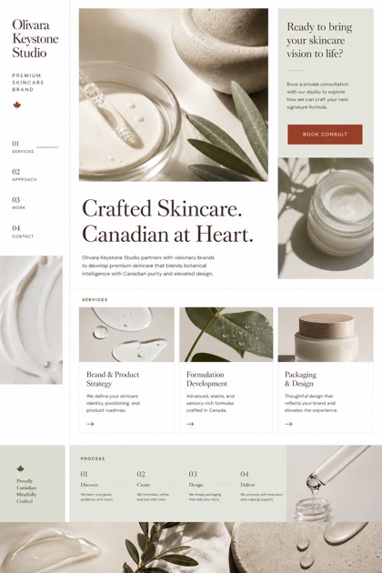Beauty & Wellness website design for Canada, showing a clear opening, service information, supporting content, and a focused inquiry action.