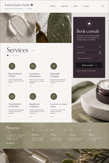 Beauty & Wellness website design for Canada, showing a clear opening, service information, supporting content, and a focused inquiry action.