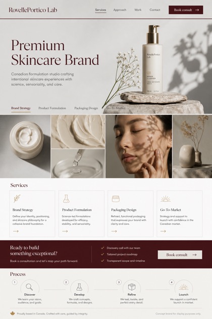 Beauty & Wellness website design for Canada, showing a clear opening, service information, supporting content, and a focused inquiry action.
