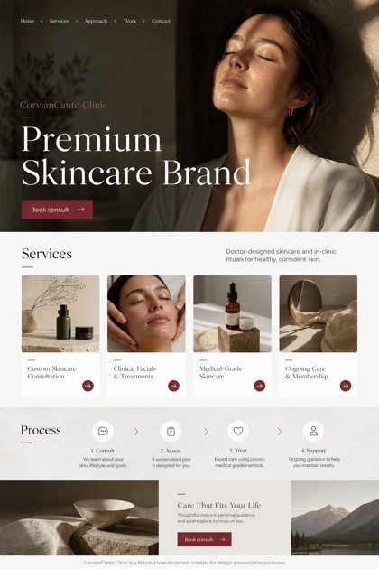 Beauty & Wellness website design for Canada, showing a clear opening, service information, supporting content, and a focused inquiry action.