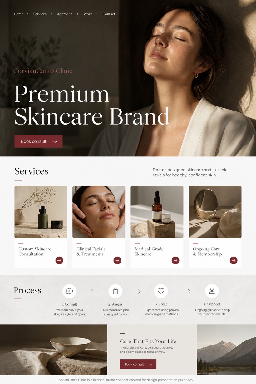 Beauty & Wellness website design for Canada, showing a clear opening, service information, supporting content, and a focused inquiry action.