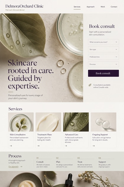 Beauty & Wellness website design for Canada, showing a clear opening, service information, supporting content, and a focused inquiry action.