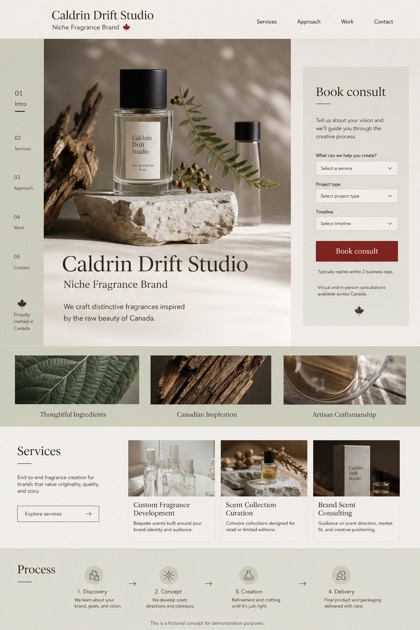 Beauty & Wellness website design for Canada, showing a clear opening, service information, supporting content, and a focused inquiry action.