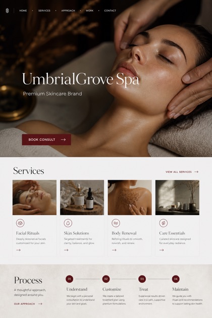 Beauty & Wellness website design for Canada, showing a clear opening, service information, supporting content, and a focused inquiry action.