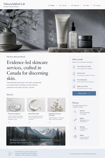 Beauty & Wellness website design for Canada, showing a clear opening, service information, supporting content, and a focused inquiry action.