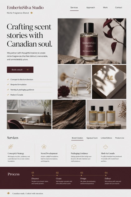 Beauty & Wellness website design for Canada, showing a clear opening, service information, supporting content, and a focused inquiry action.