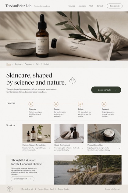 Beauty & Wellness website design for Canada, showing a clear opening, service information, supporting content, and a focused inquiry action.
