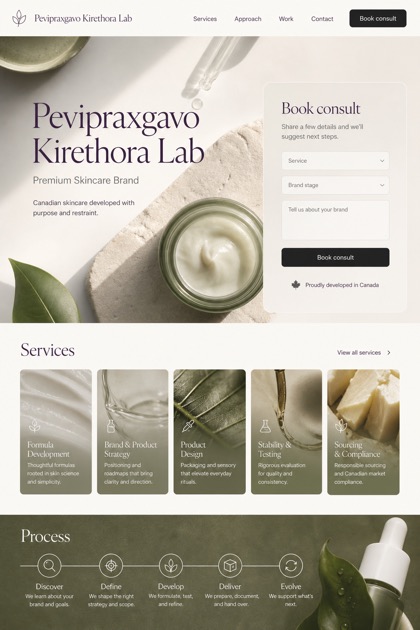 Beauty & Wellness website design for Canada, showing a clear opening, service information, supporting content, and a focused inquiry action.