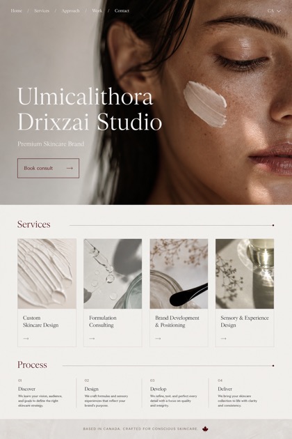 Beauty & Wellness website design for Canada, showing a clear opening, service information, supporting content, and a focused inquiry action.