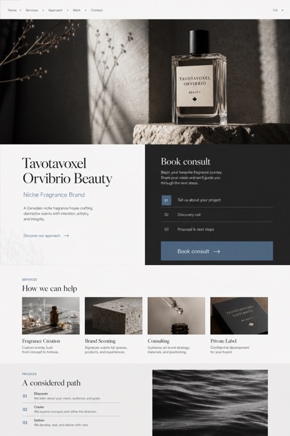 Beauty & Wellness website design for Canada, showing a clear opening, service information, supporting content, and a focused inquiry action.