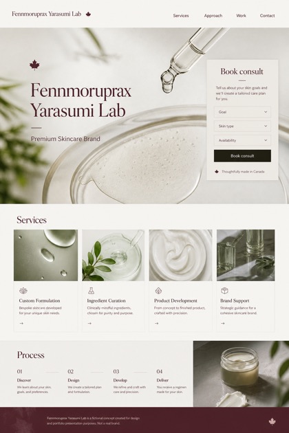 Beauty & Wellness website design for Canada, showing a clear opening, service information, supporting content, and a focused inquiry action.