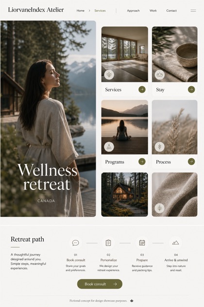 Hospitality website design for Canada, showing a clear opening, service information, supporting content, and a focused inquiry action.