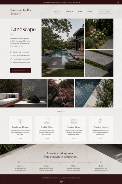 Architecture & Interiors website design for Canada, showing a clear opening, service information, supporting content, and a focused inquiry action.