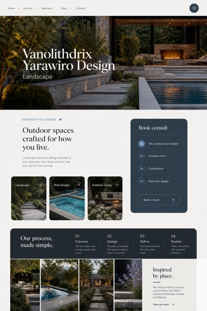 Architecture & Interiors website design for Canada, showing a clear opening, service information, supporting content, and a focused inquiry action.