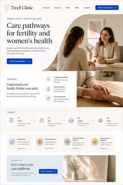 Healthcare website design for Canada, showing a clear opening, service information, supporting content, and a focused inquiry action.