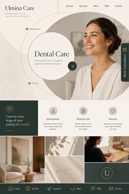 Healthcare website design for Canada, showing a clear opening, service information, supporting content, and a focused inquiry action.