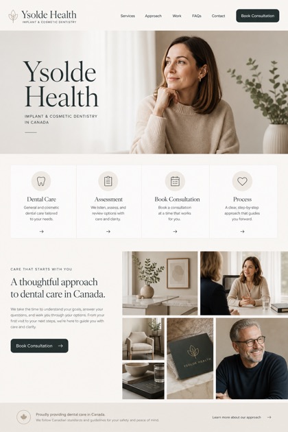Healthcare website design for Canada, showing a clear opening, service information, supporting content, and a focused inquiry action.