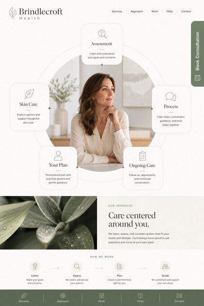Healthcare website design for Canada, showing a clear opening, service information, supporting content, and a focused inquiry action.