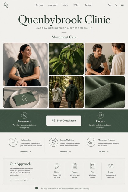 Healthcare website design for Canada, showing a clear opening, service information, supporting content, and a focused inquiry action.