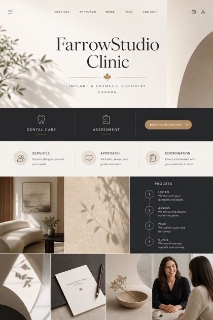 Healthcare website design for Canada, showing a clear opening, service information, supporting content, and a focused inquiry action.