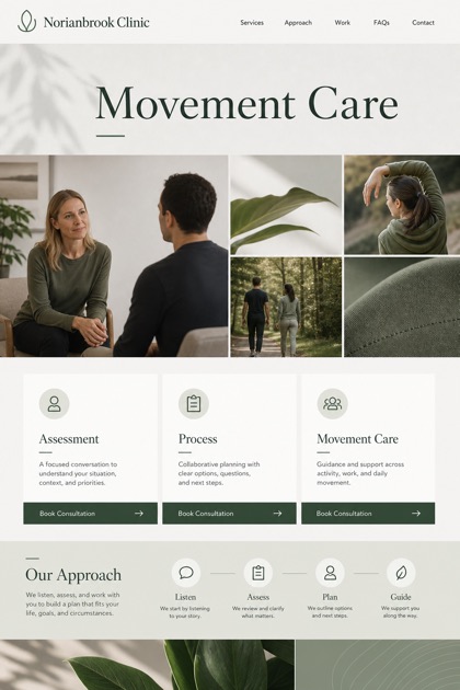 Healthcare website design for Canada, showing a clear opening, service information, supporting content, and a focused inquiry action.