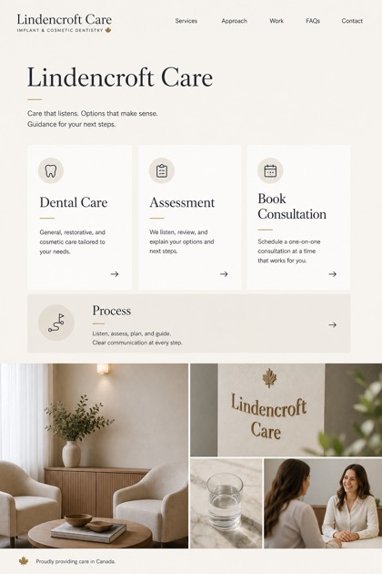 Healthcare website design for Canada, showing a clear opening, service information, supporting content, and a focused inquiry action.
