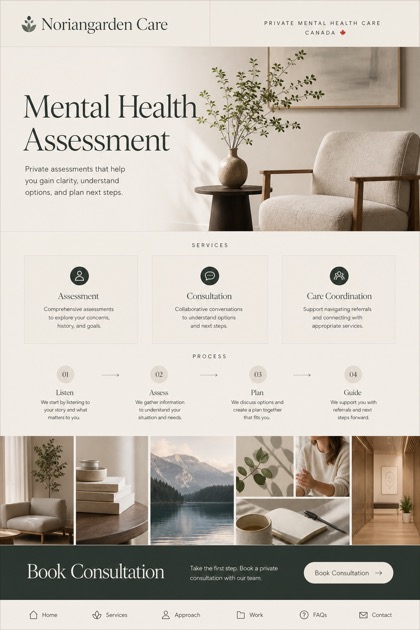 Healthcare website design for Canada, showing a clear opening, service information, supporting content, and a focused inquiry action.