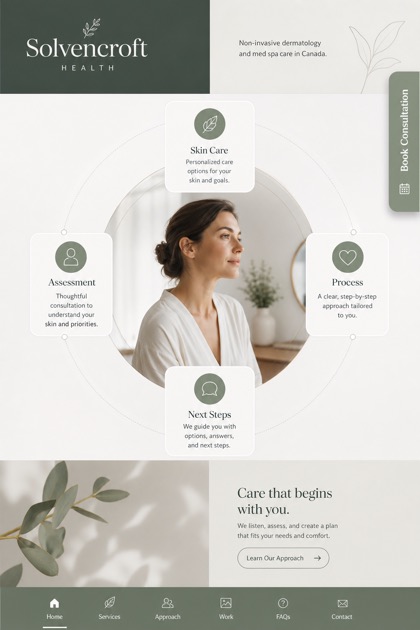 Healthcare website design for Canada, showing a clear opening, service information, supporting content, and a focused inquiry action.