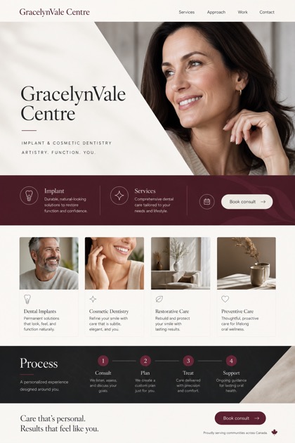 Healthcare website design for Canada, showing a clear opening, service information, supporting content, and a focused inquiry action.