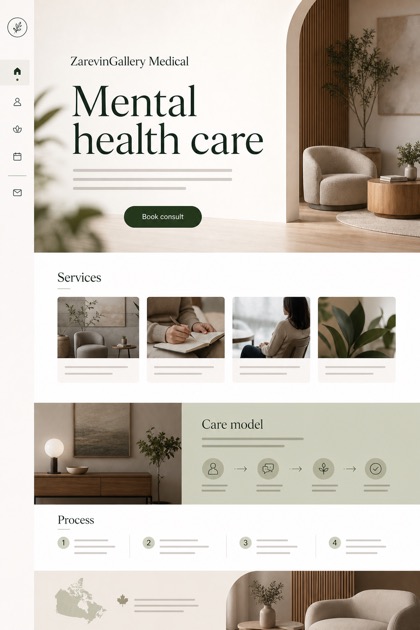 Healthcare website design for Canada, showing a clear opening, service information, supporting content, and a focused inquiry action.