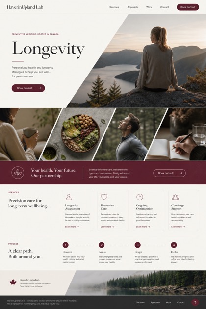 Healthcare website design for Canada, showing a clear opening, service information, supporting content, and a focused inquiry action.