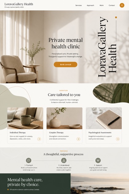 Healthcare website design for Canada, showing a clear opening, service information, supporting content, and a focused inquiry action.