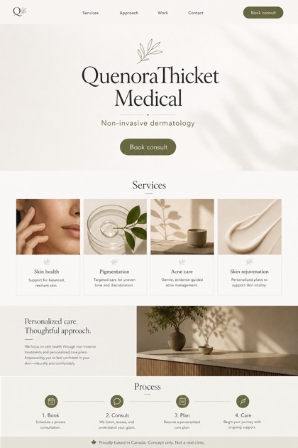 Healthcare website design for Canada, showing a clear opening, service information, supporting content, and a focused inquiry action.