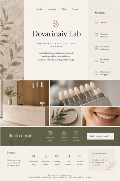 Healthcare website design for Canada, showing a clear opening, service information, supporting content, and a focused inquiry action.