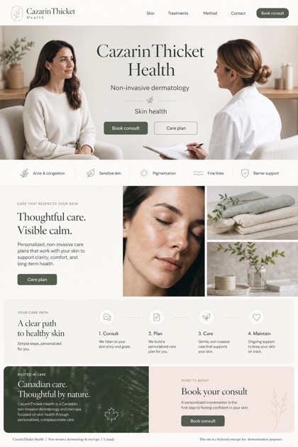 Healthcare website design for Canada, showing a clear opening, service information, supporting content, and a focused inquiry action.