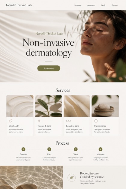 Healthcare website design for Canada, showing a clear opening, service information, supporting content, and a focused inquiry action.
